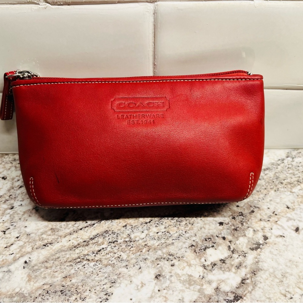 COACH Vintage Y2K Cosmetic Pouch/Makeup Bag in Red